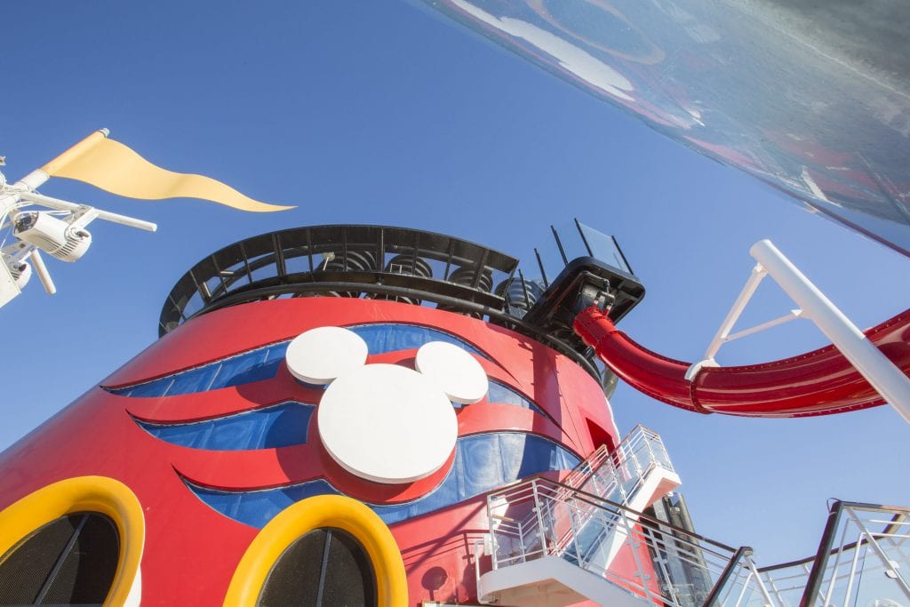 AquaDunk on the Disney Magic is a thrilling new three-story body slide that begins with a surprise launch when the floor beneath guests’ feet opens like a trap door. The drop sends them on an exhilarating, swift and splashy ride in a translucent tube that extends 20 feet over the side of the ship. (Jimmy DeFlippo, photographer)