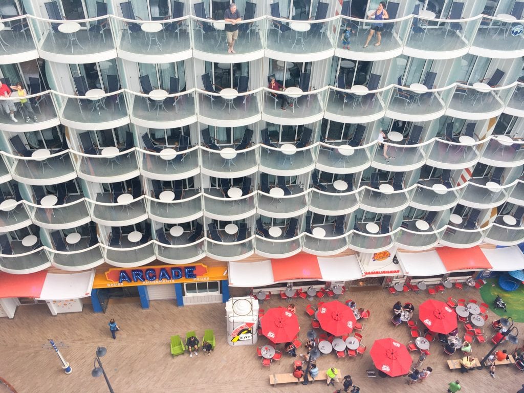 Check out the amazing view from our balcony on the Harmony of the Seas. We had a boardwalk view