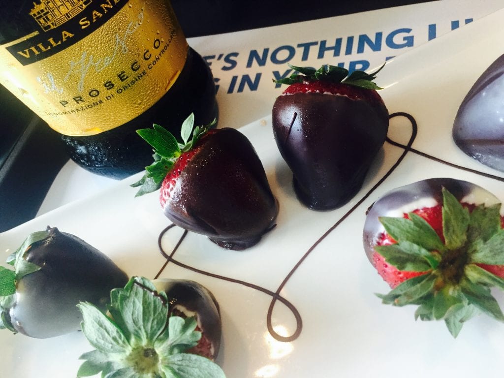 Chocolate Covered Strawberries and Prosecco on NCL Cruise