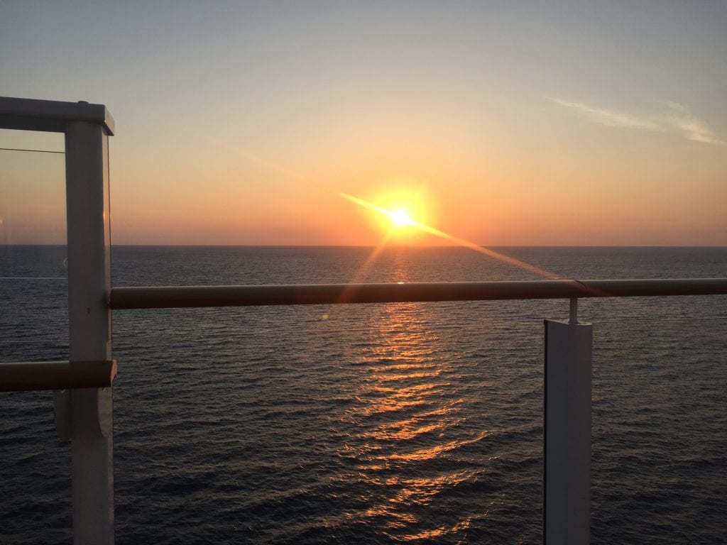Sunset on the Norwegian Getaway Cruise Ship