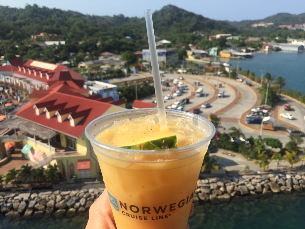 My cocktail from the Norwegian Getaway as seen looking over my balcony in my cabin