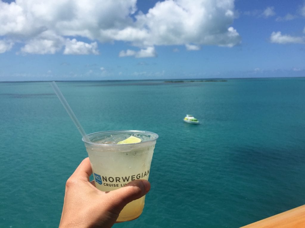 Cocktail off balcony in Belize taken on NCL Getaway