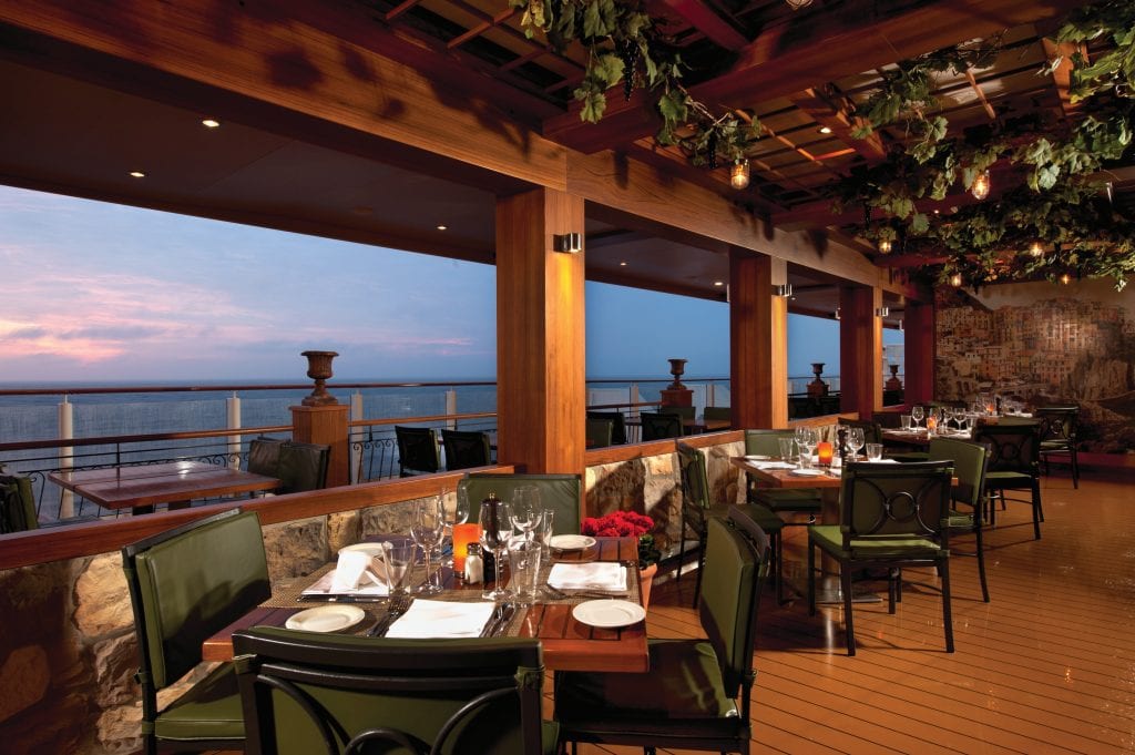 La Cucina restaurant with indoor and outdoor seating along the waterfront on the Norwegian Getaway