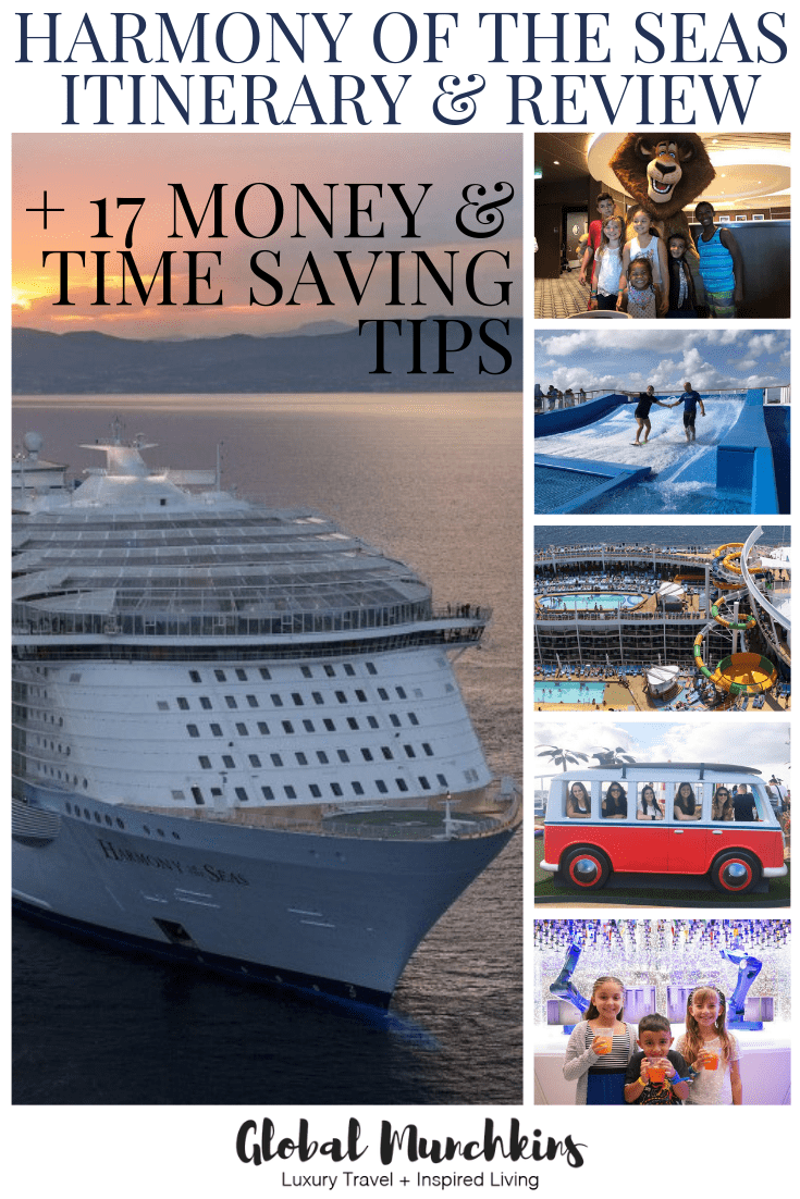 Cruises are not cheap, however, they do make EXCELLENT family vacations. Looking for some Harmony of the Seas itinerary and how do you afford them? Here are some ways to score a deal on your next Royal Caribbean Cruise. #cruise #cruisetips #harmonyoftheseas #moneysavingtips #timesavingtips #travel #traveltips #itinerary